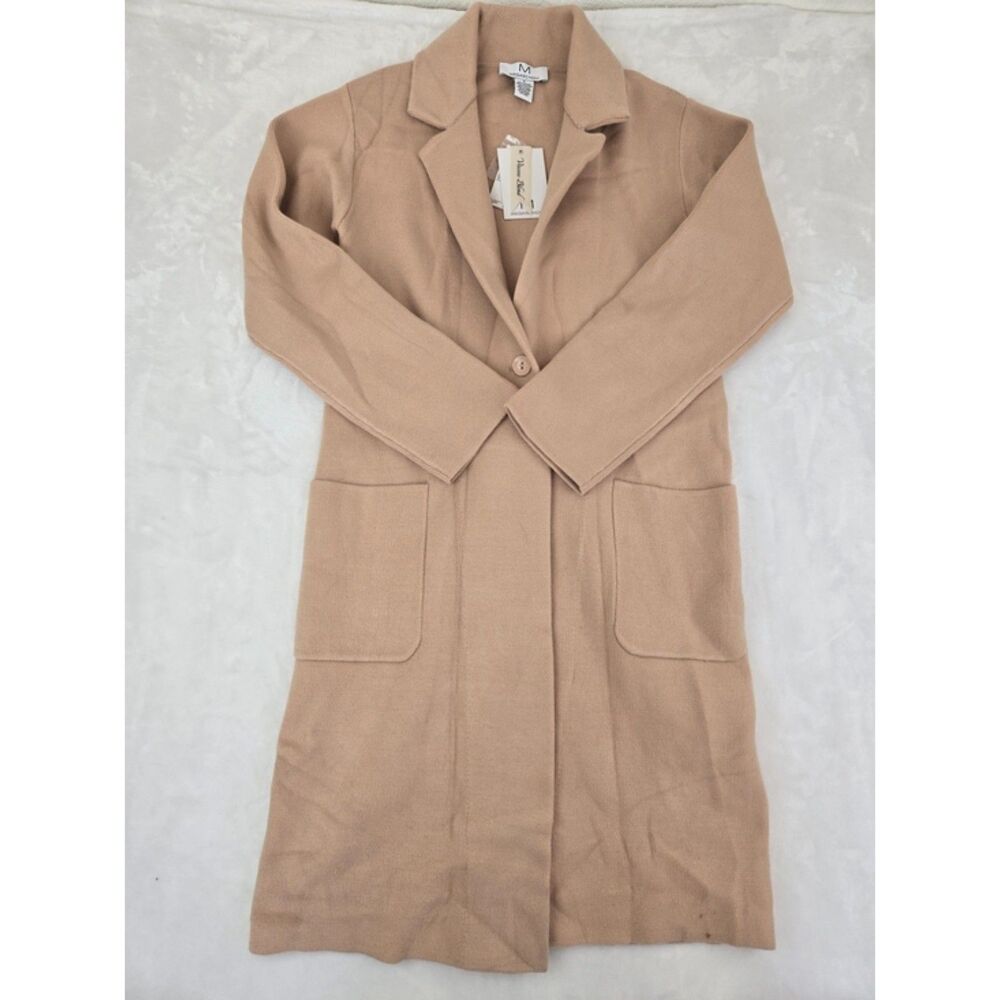 Magaschoni Knit Duster Coat Womens Small Camel Beige Trench Jacket BNWT New S